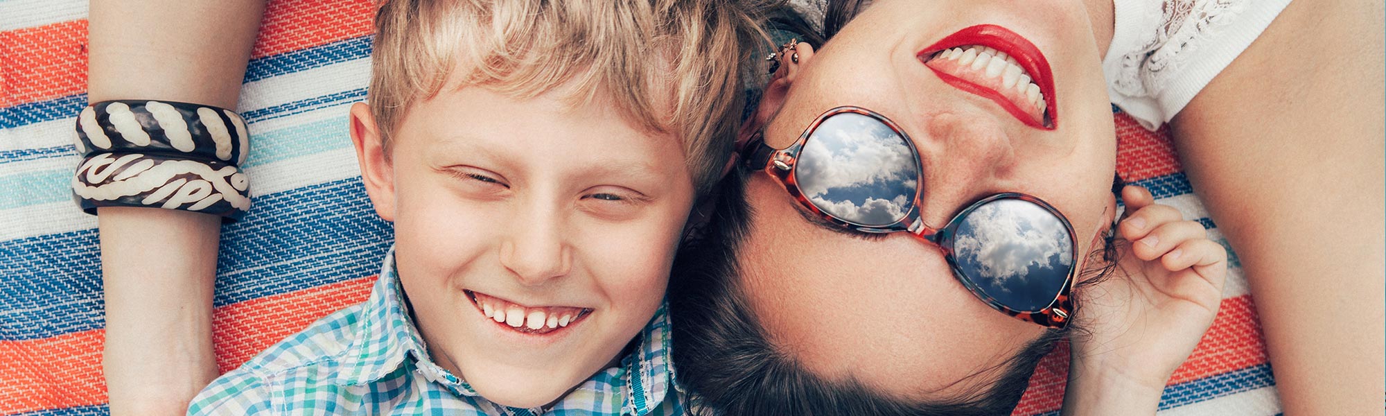 Mother and Son outdoors sunglasses
